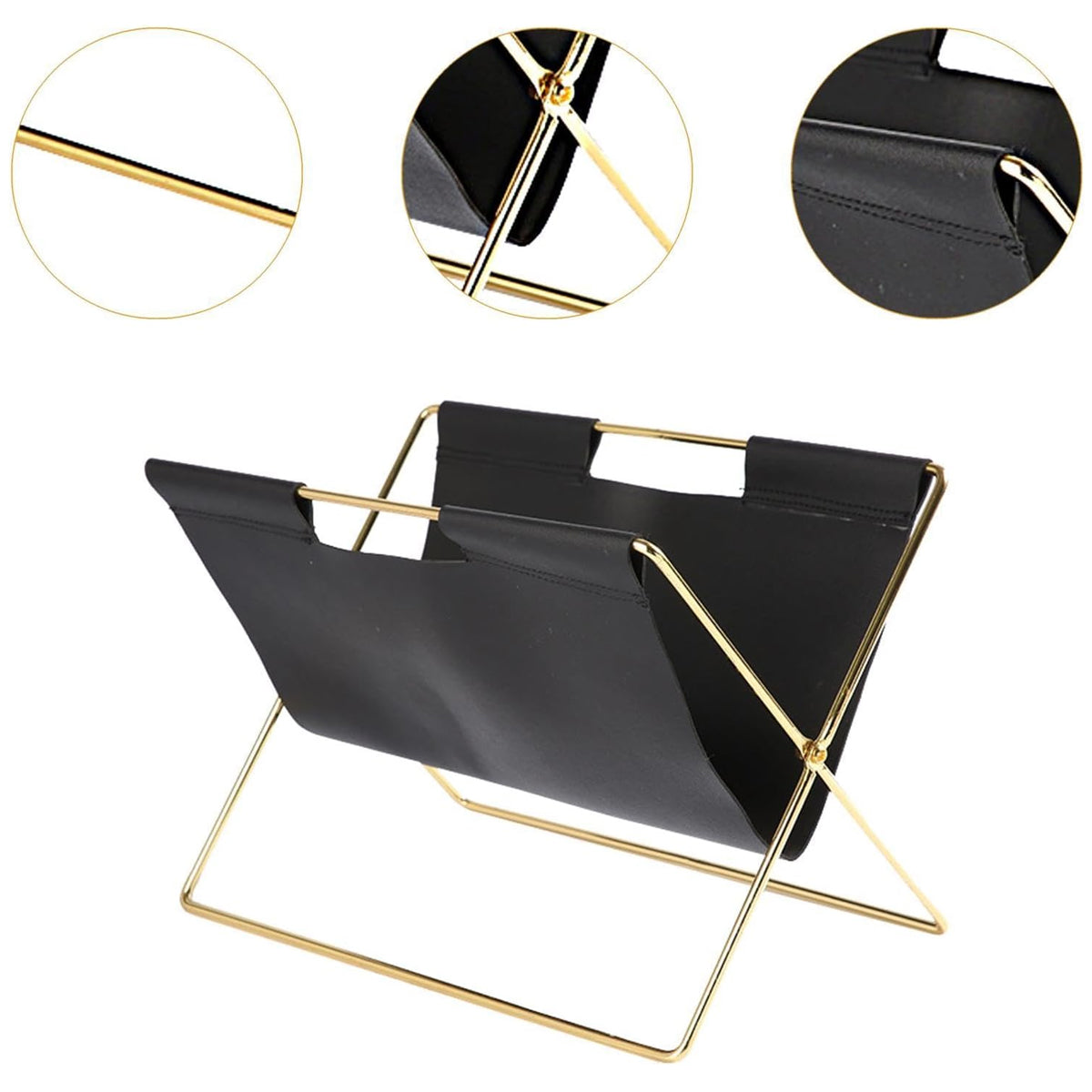 Minimalist Foldable Magazine Rack with Metal Frame