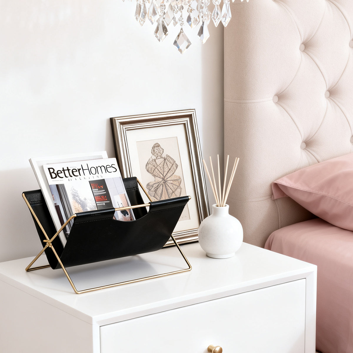 Minimalist Foldable Magazine Rack with Metal Frame