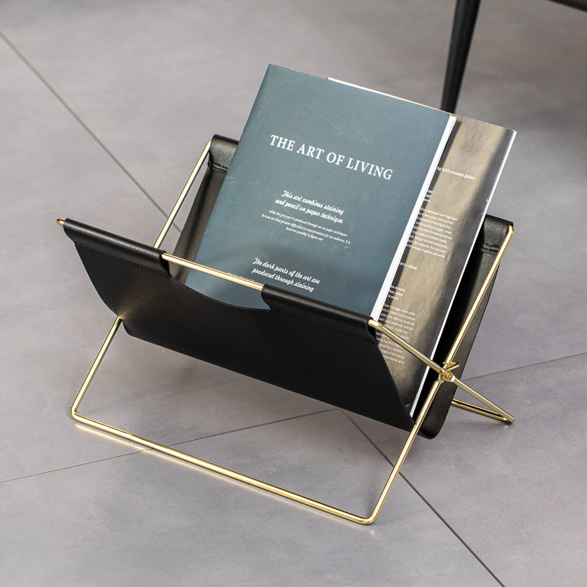 Minimalist Foldable Magazine Rack with Metal Frame