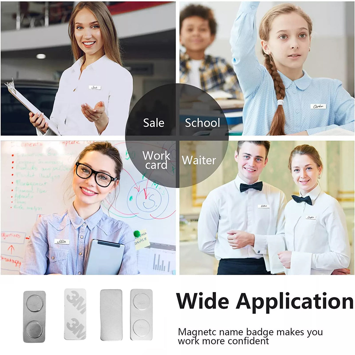 10 Pcs Magnetic Name Badge Tags with Strong Adhesive Backing