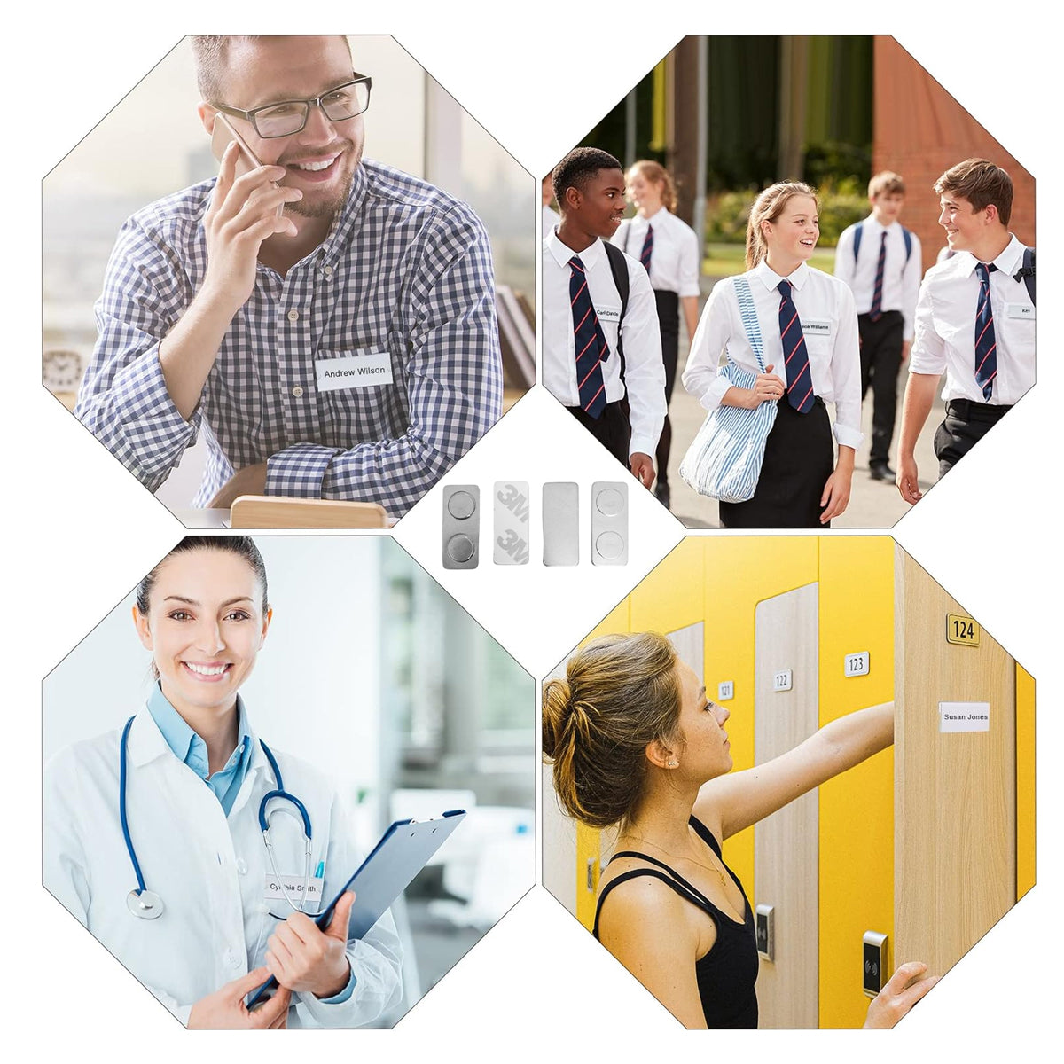 10 Pcs Magnetic Name Badge Tags with Strong Adhesive Backing