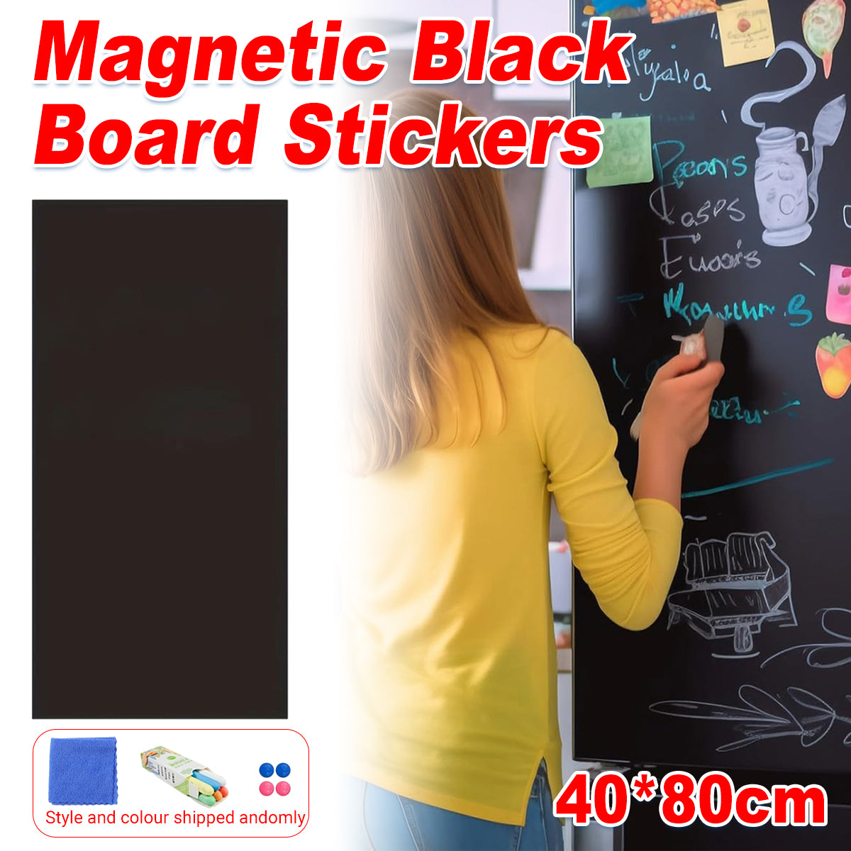 Magnetic Blackboard Sticker 40 x 80 cm with Adhesive