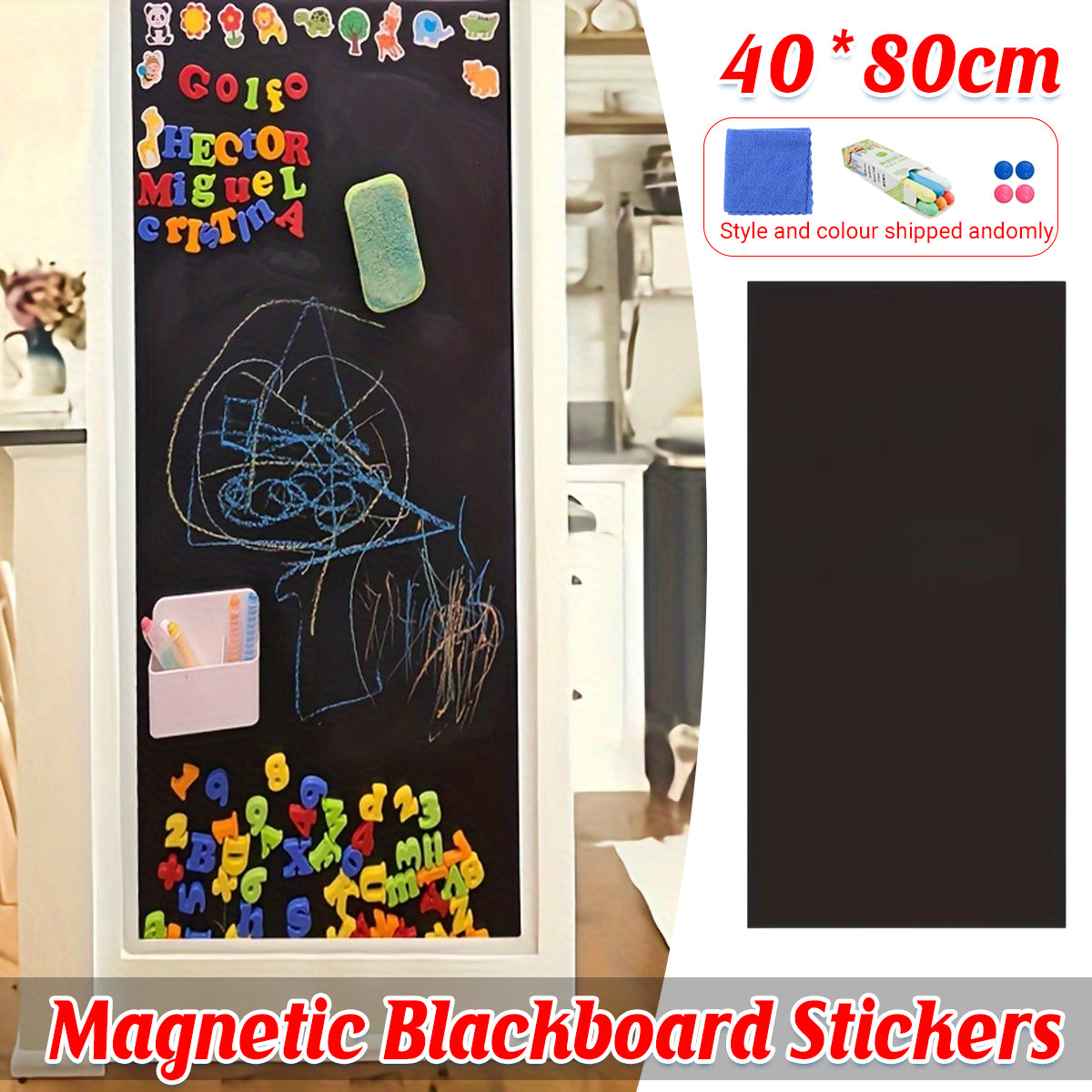 Magnetic Blackboard Sticker 40 x 80 cm with Adhesive