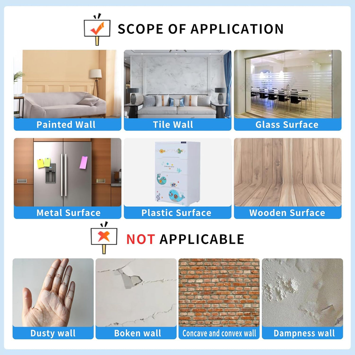 Magnetic Blackboard Sticker 40 x 80 cm with Adhesive