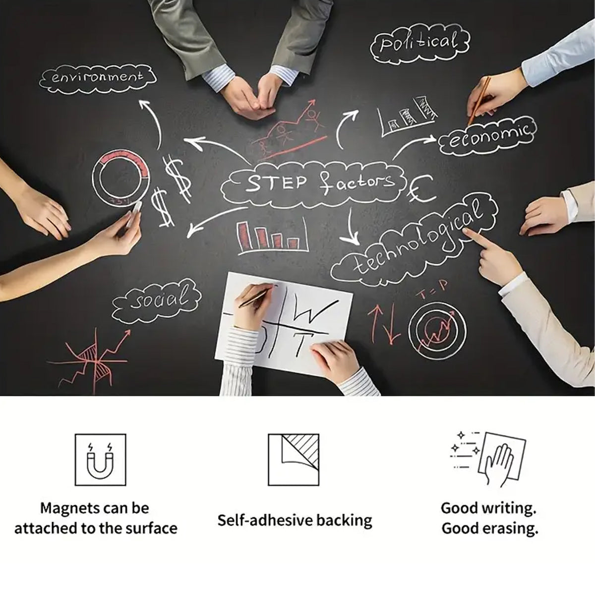 Magnetic Blackboard Sticker 40 x 80 cm with Adhesive