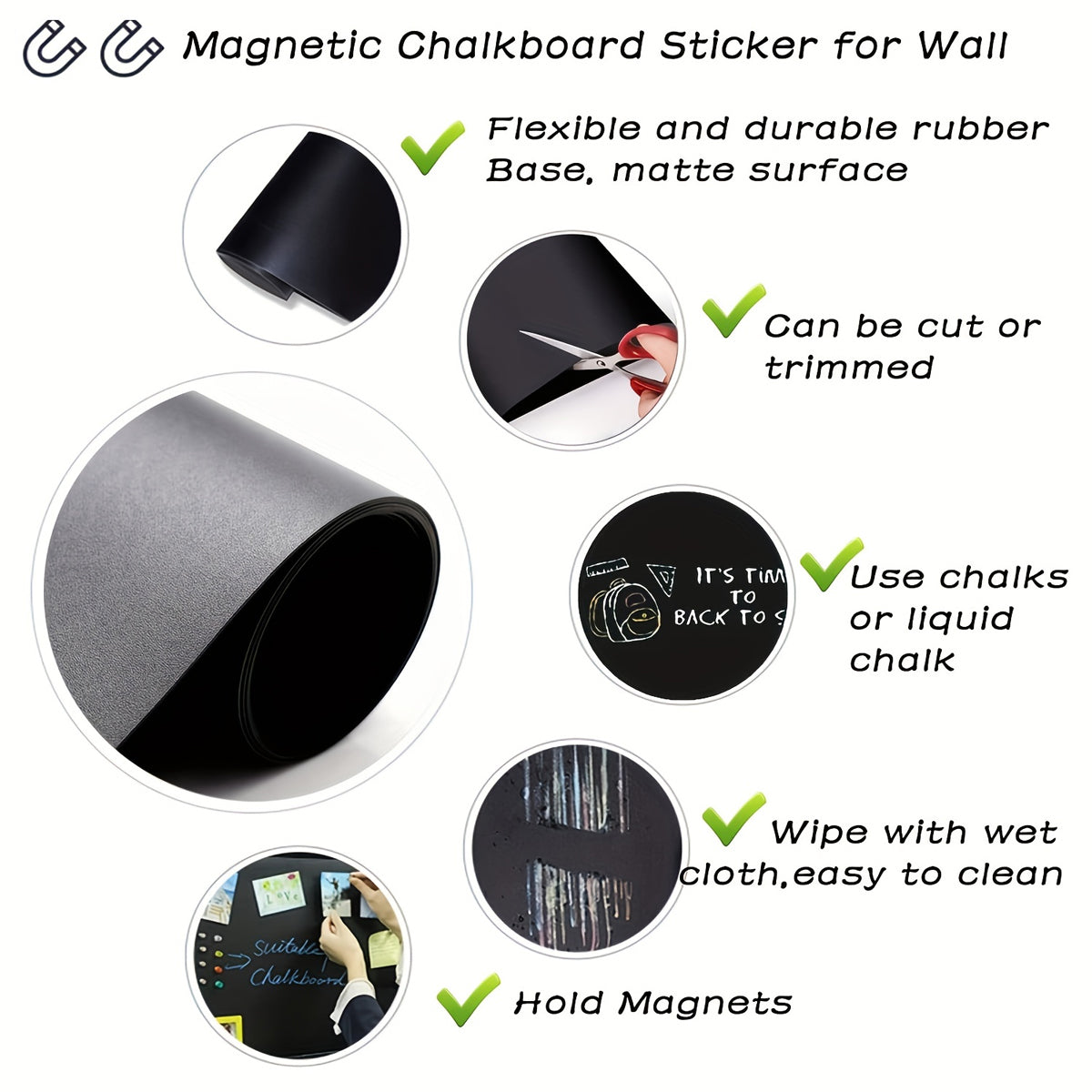 Magnetic Blackboard Sticker 40 x 80 cm with Adhesive