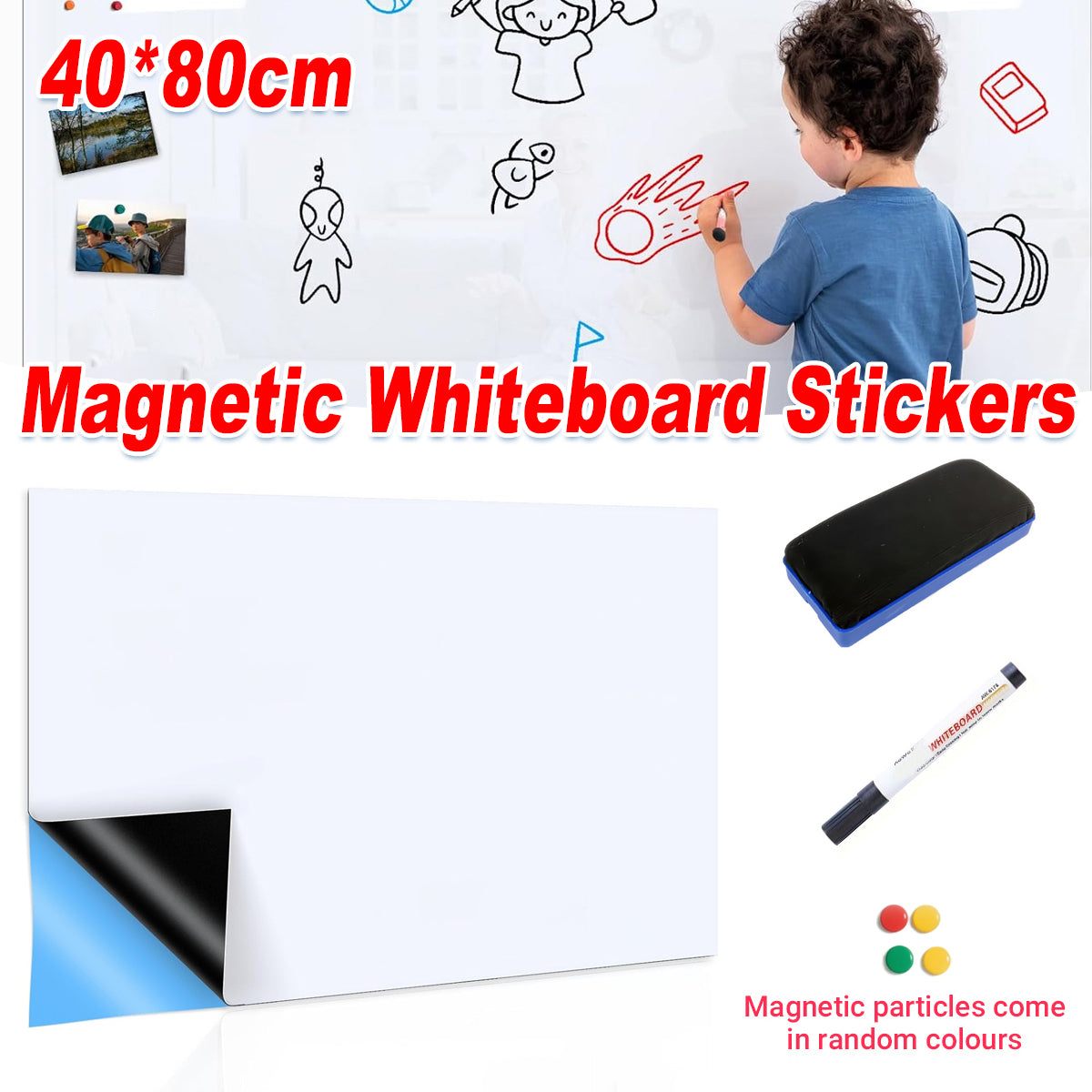Magnetic Whiteboard Sticker 40×80cm Dry Erase Adhesive