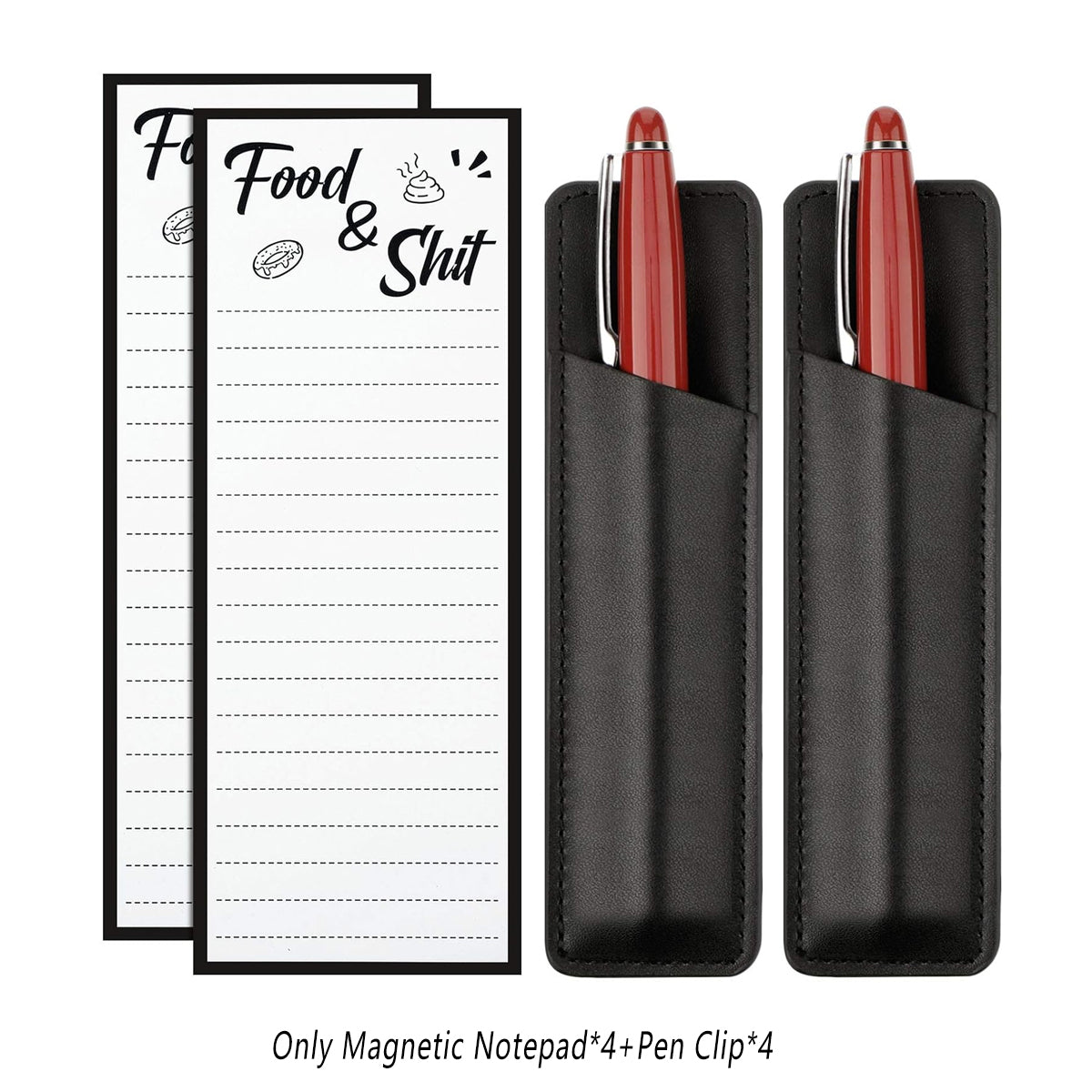 4 Pcs Magnetic Fridge Memo Pads with 4 Pen Holders 50 Sheets