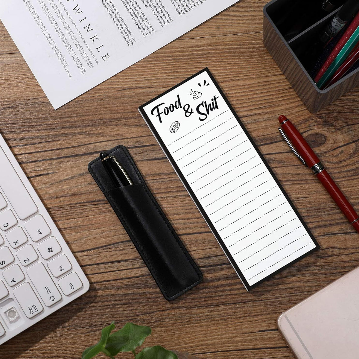 4 Pcs Magnetic Fridge Memo Pads with 4 Pen Holders 50 Sheets