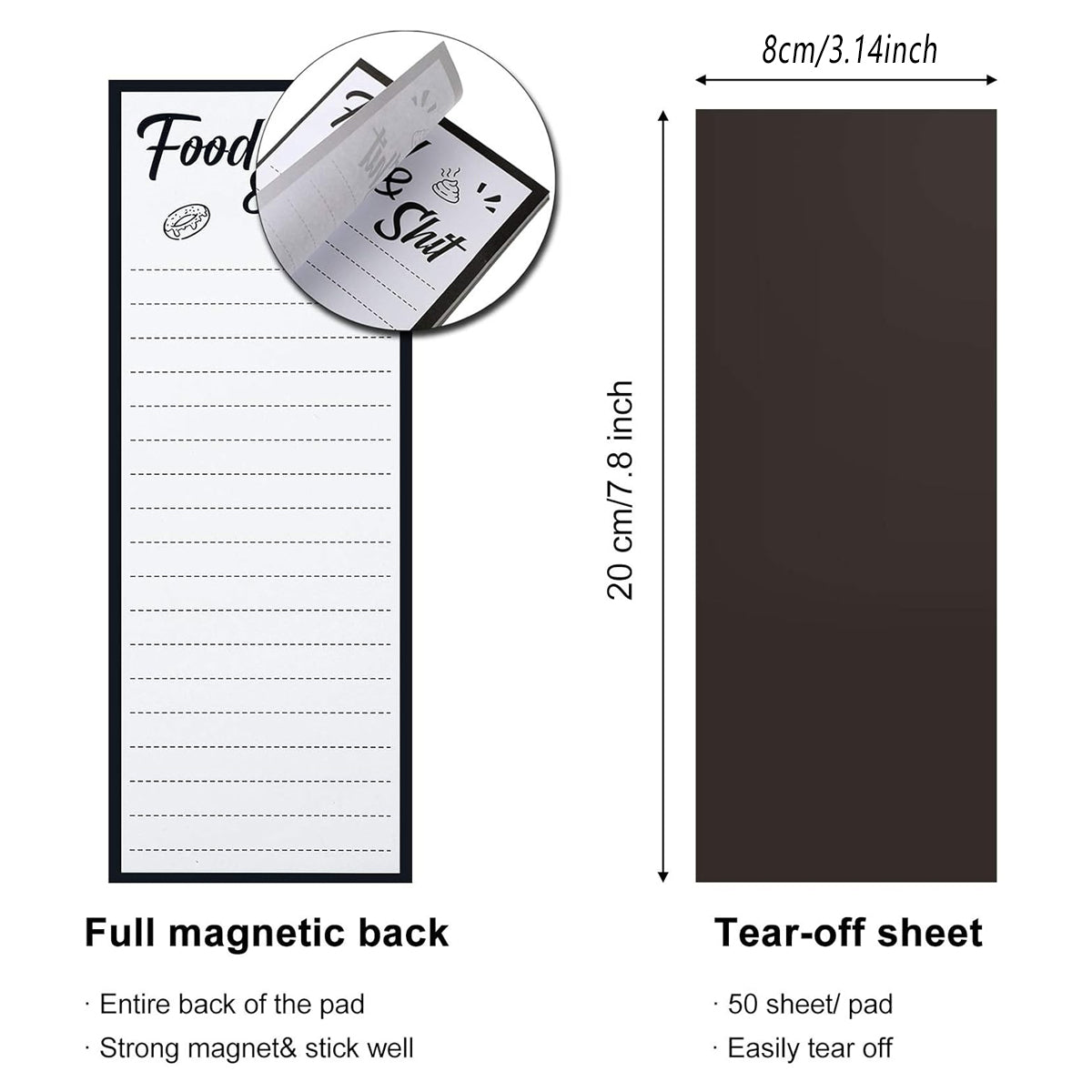 4 Pcs Magnetic Fridge Memo Pads with 4 Pen Holders 50 Sheets