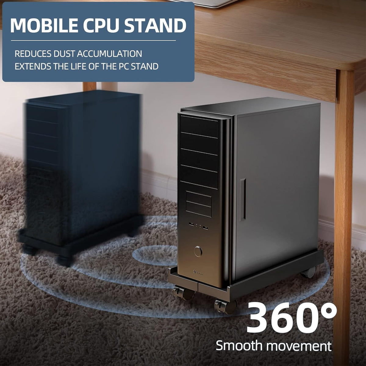 Retractable Computer Tower Stand with Wheels