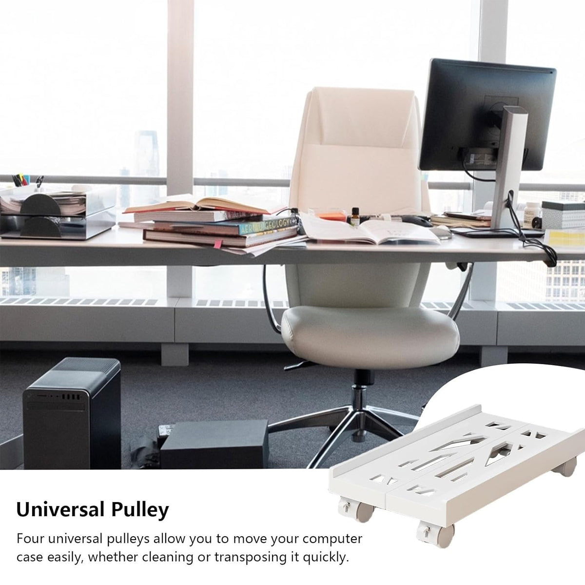 Telescopic PC Tower Stand with Swivel Casters 80kg