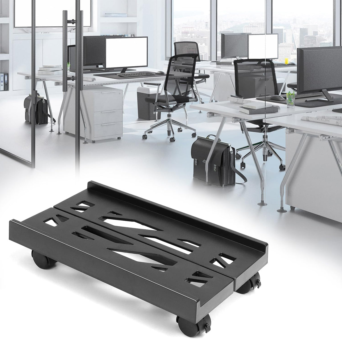 Telescopic PC Tower Stand with Swivel Casters 80kg