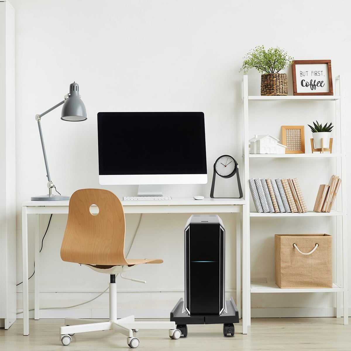 Telescopic PC Tower Stand with Swivel Casters 80kg