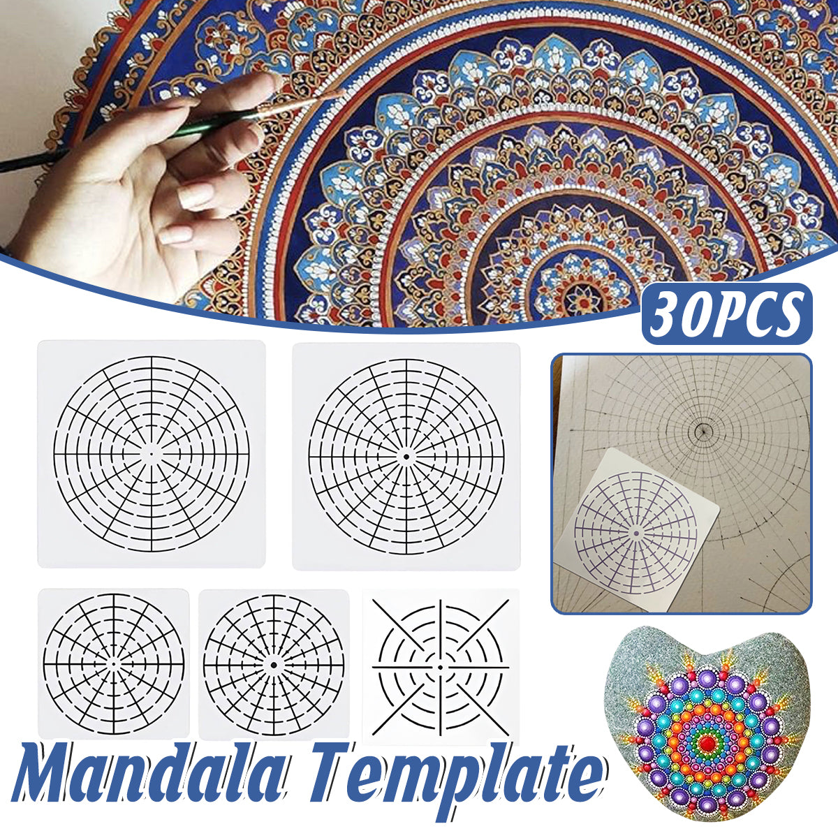 30 Pcs Mandala Stencil Set Reusable DIY Art Craft Templates