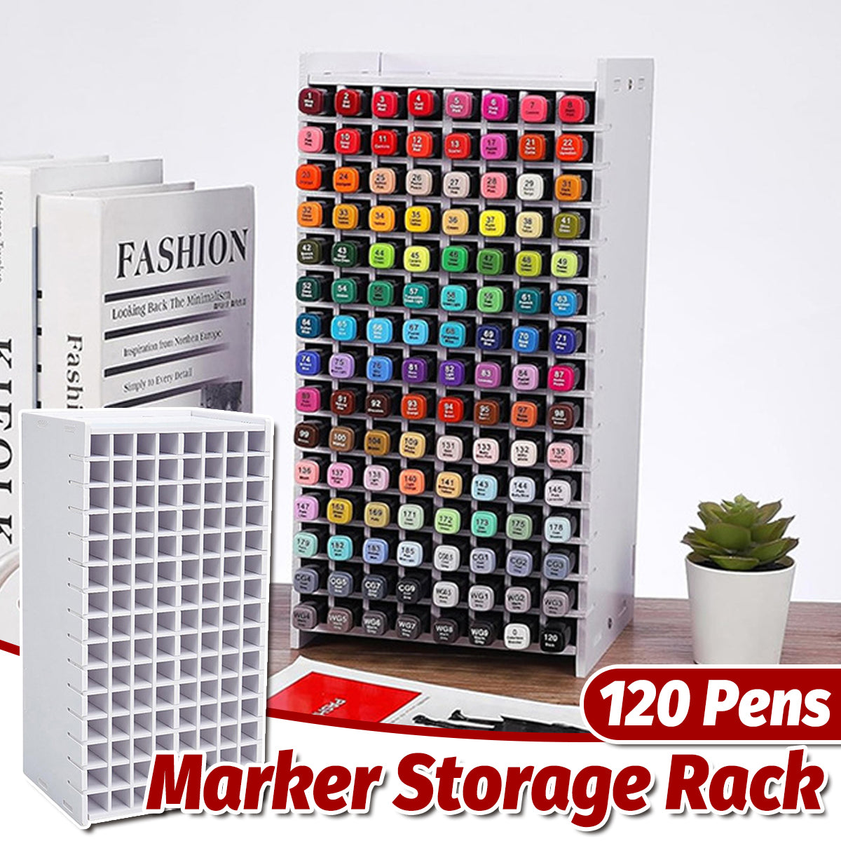 120 Grid Marker Storage Box for Pens Organizing