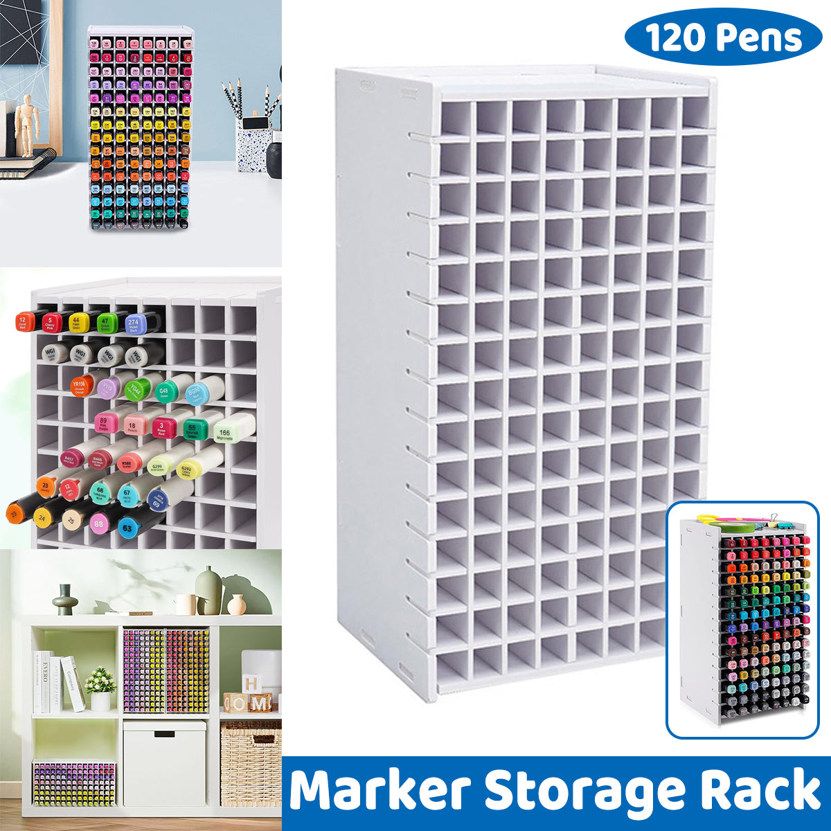 120 Grid Marker Storage Box for Pens Organizing