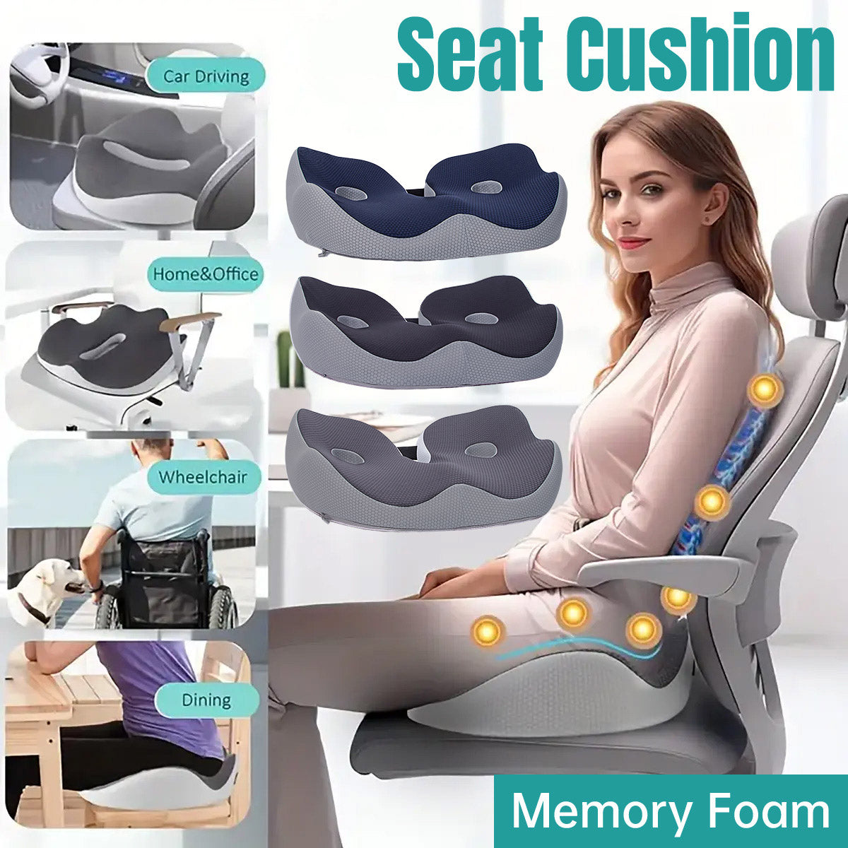 Memory Foam Seat Cushion for Office Chair Comfort