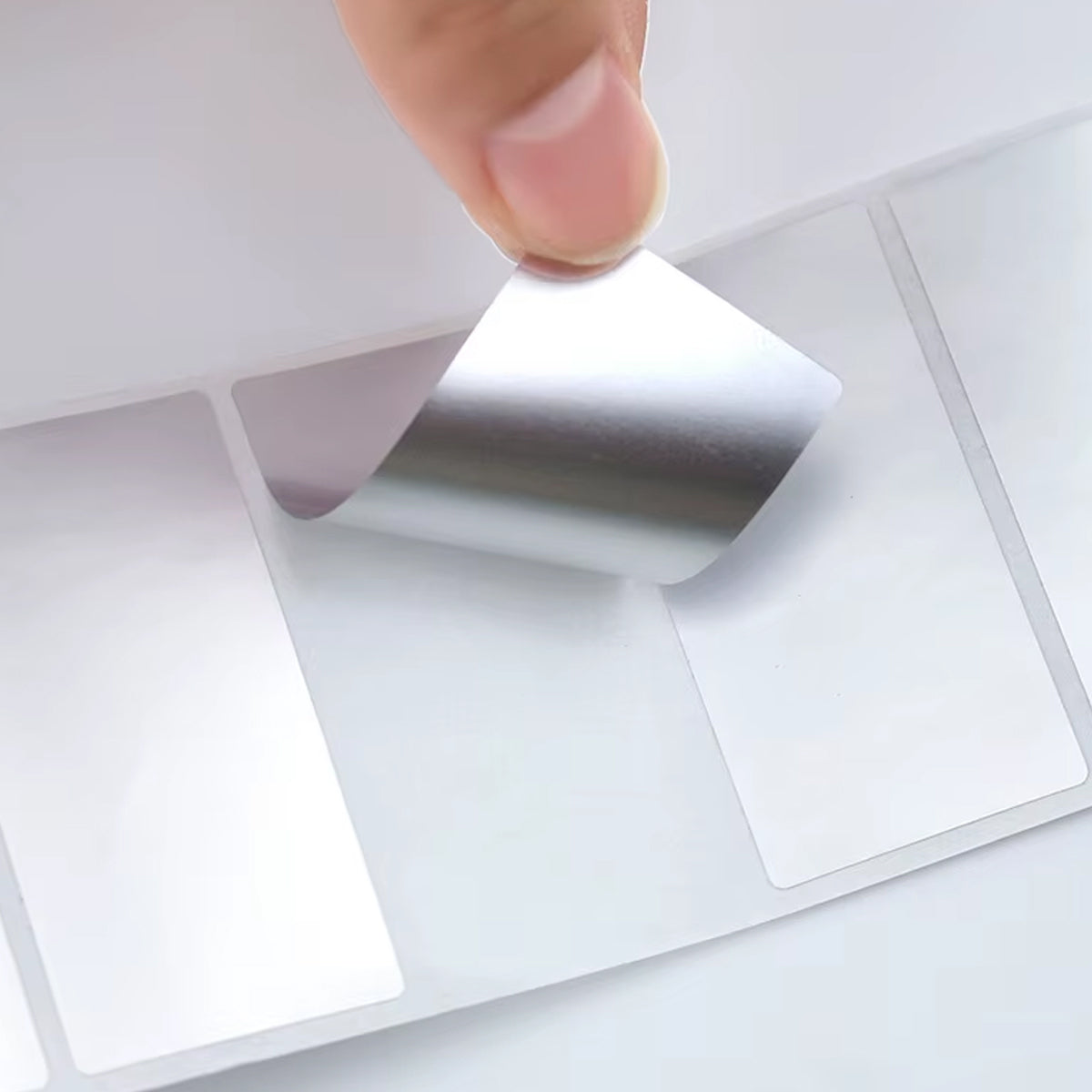 Silver PET Sticker Labels Waterproof Self Adhesive Thermal