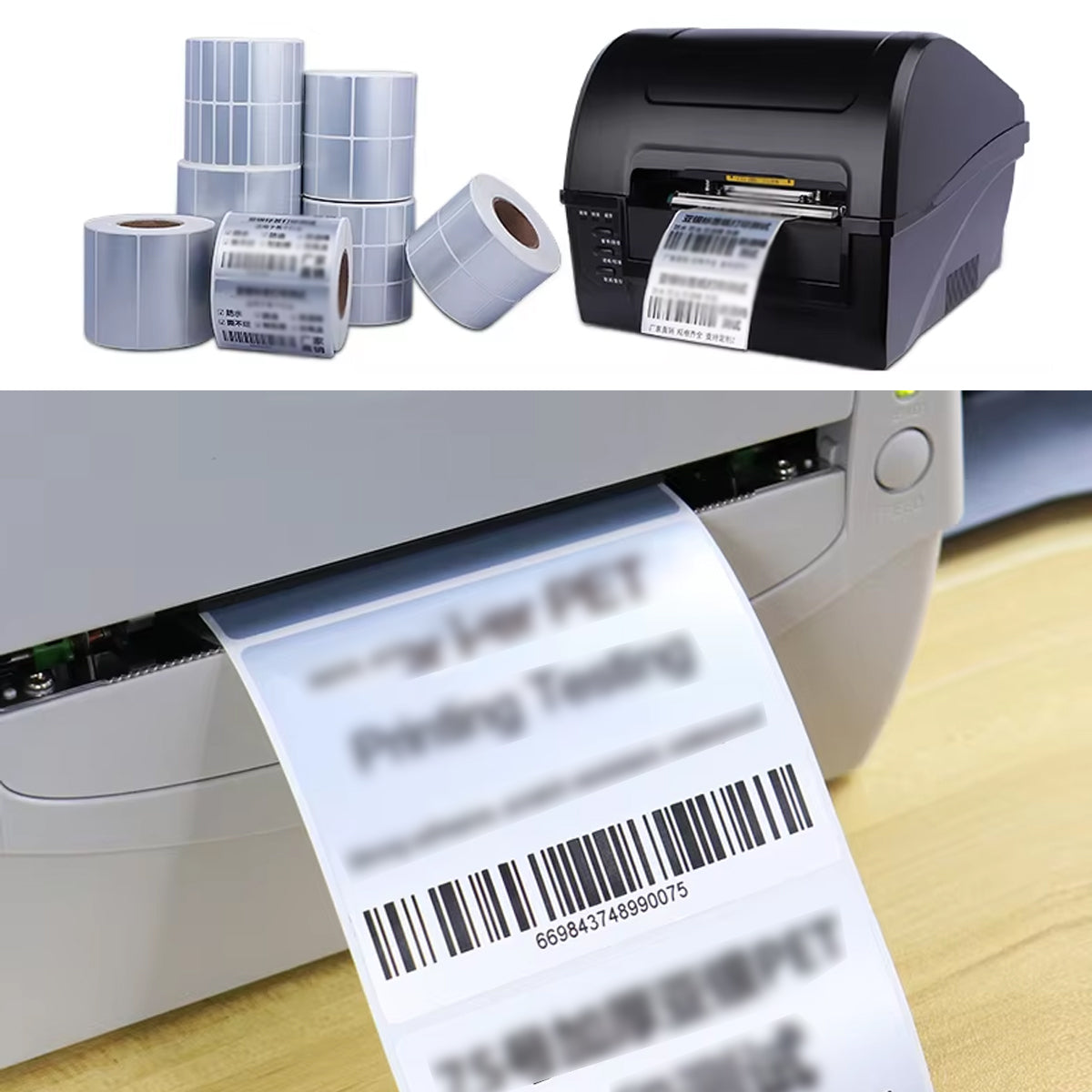 Silver PET Sticker Labels Waterproof Self Adhesive Thermal