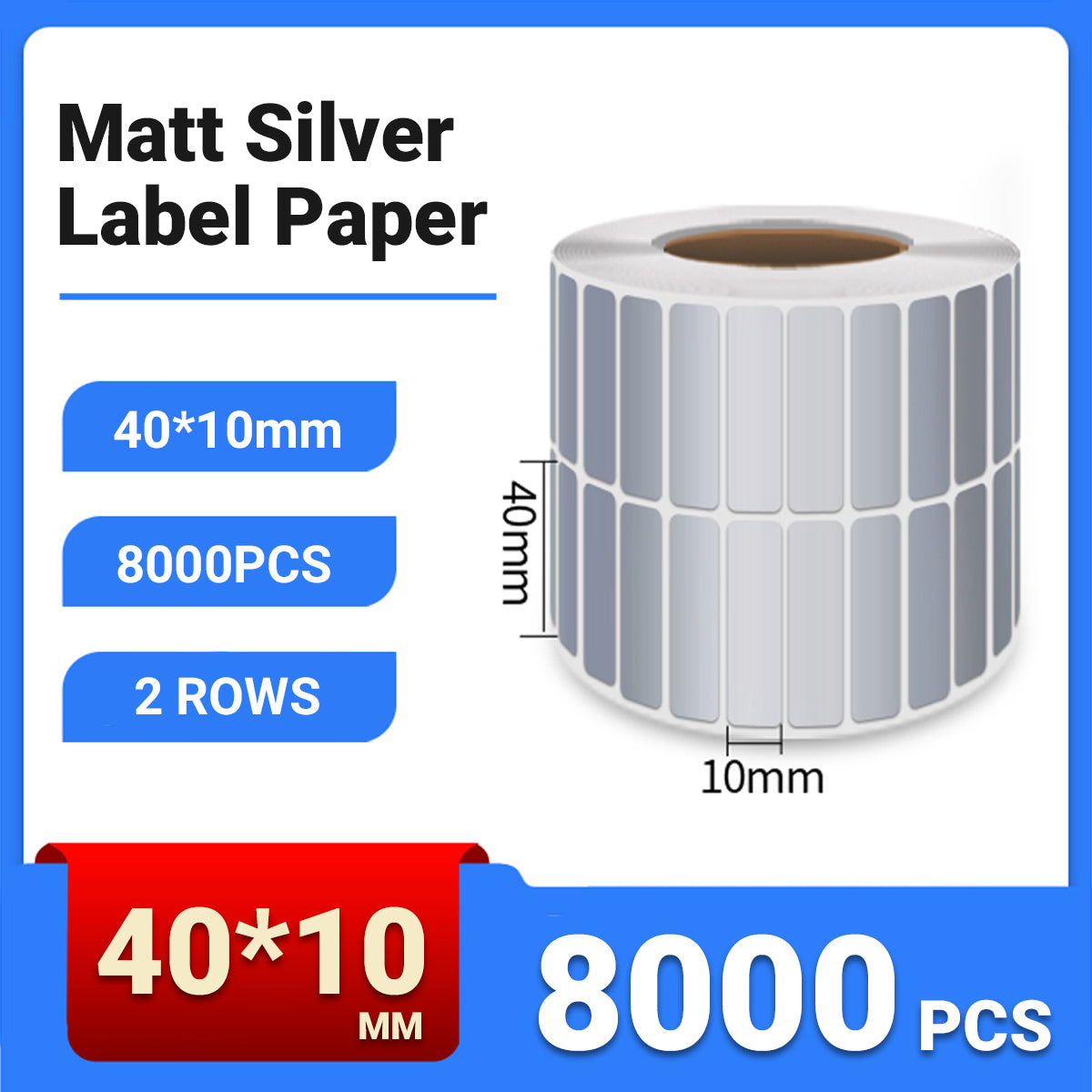 Silver PET Sticker Labels Waterproof Self Adhesive Thermal