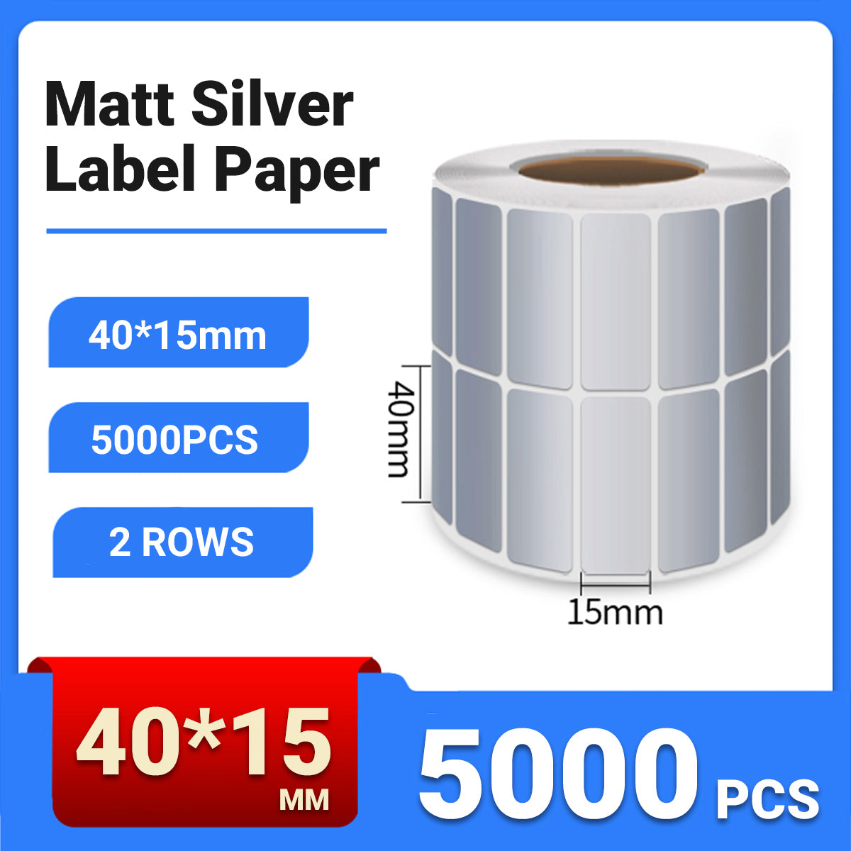 Silver PET Sticker Labels Waterproof Self Adhesive Thermal