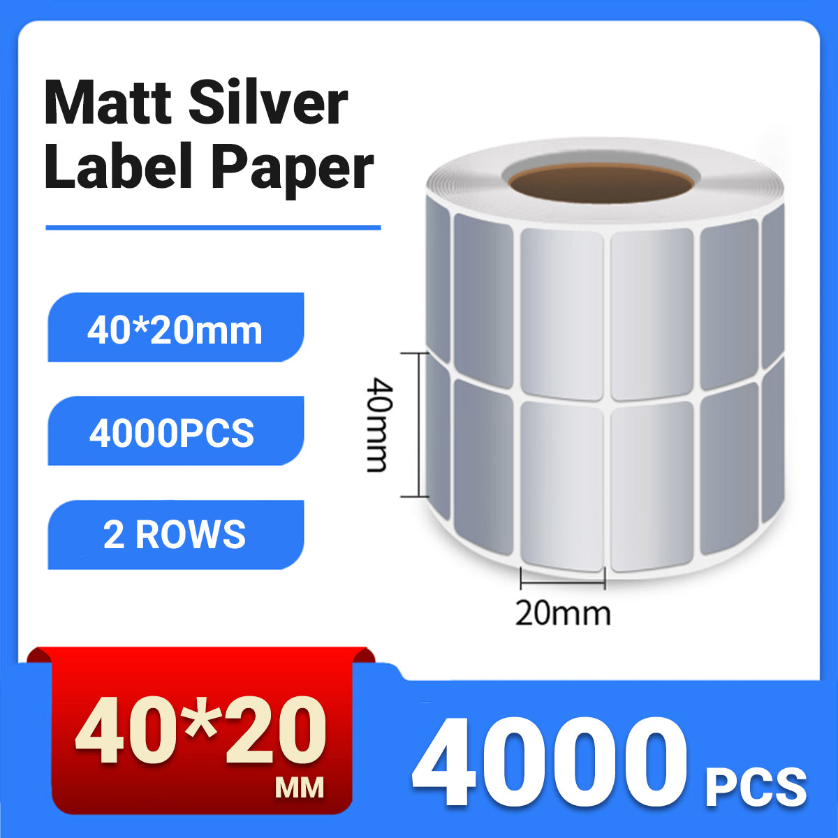 Silver PET Sticker Labels Waterproof Self Adhesive Thermal