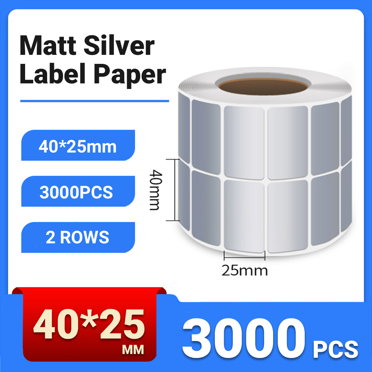 Silver PET Sticker Labels Waterproof Self Adhesive Thermal