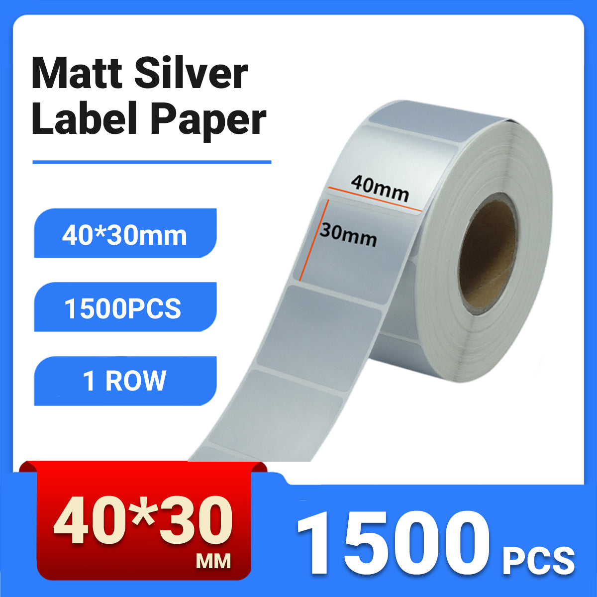 Silver PET Sticker Labels Waterproof Self Adhesive Thermal