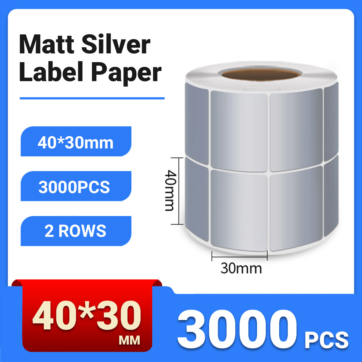 Silver PET Sticker Labels Waterproof Self Adhesive Thermal