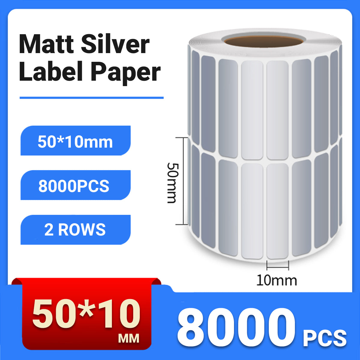 Silver PET Sticker Labels Waterproof Self Adhesive Thermal