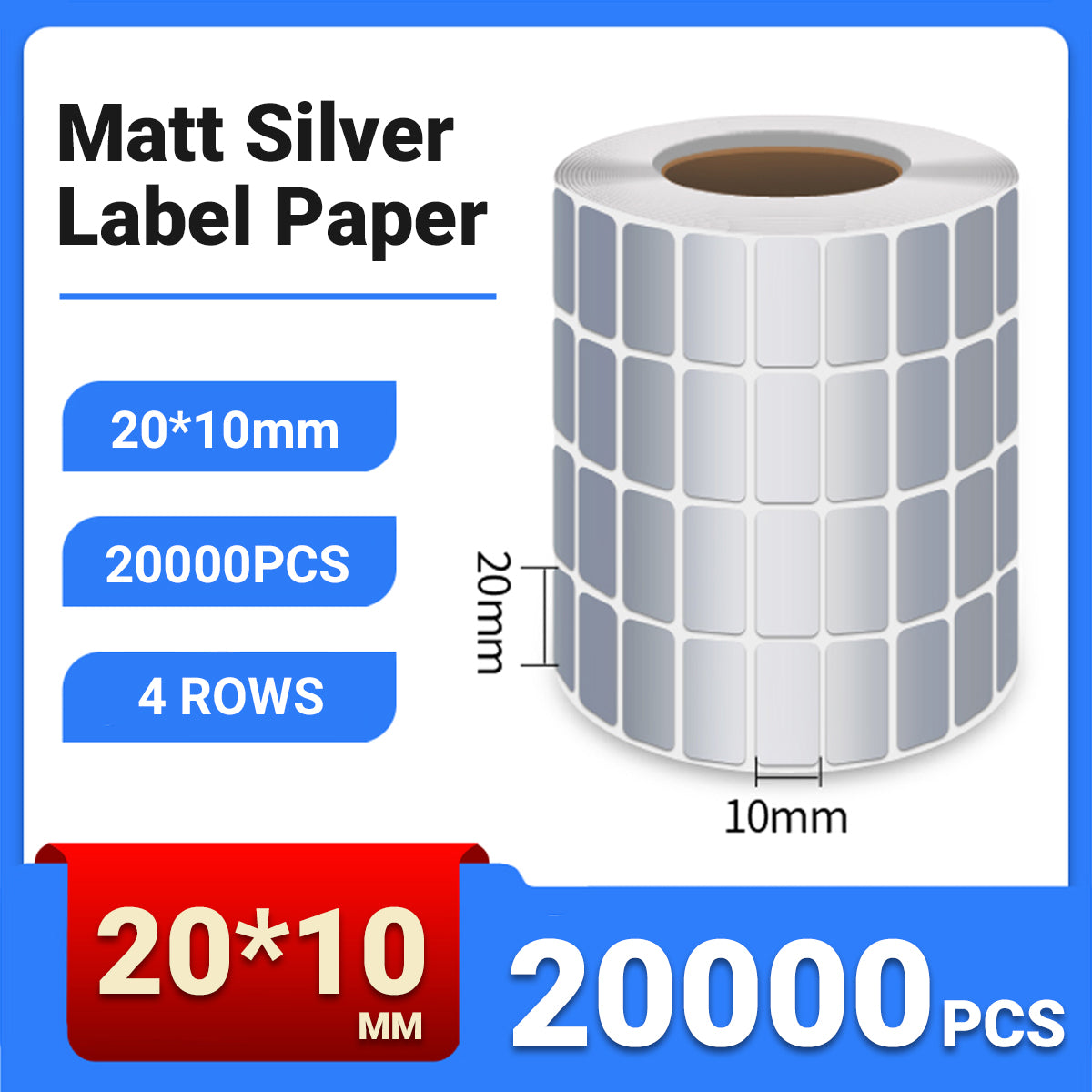 Silver PET Sticker Labels Waterproof Self Adhesive Thermal