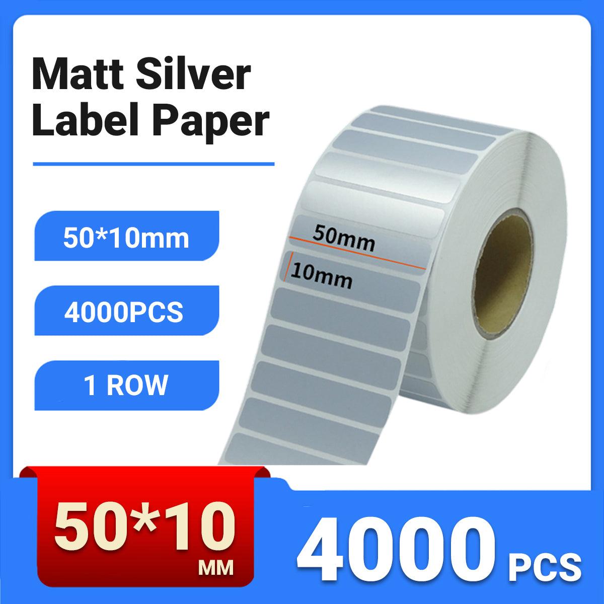 Silver PET Sticker Labels Waterproof Self Adhesive Thermal