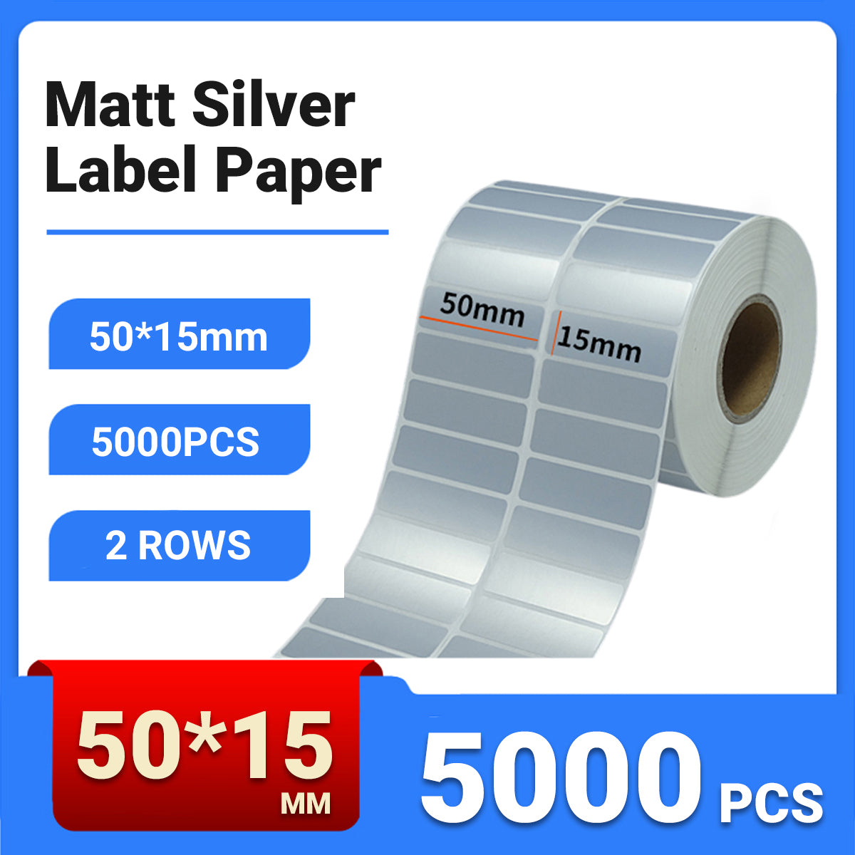 Silver PET Sticker Labels Waterproof Self Adhesive Thermal