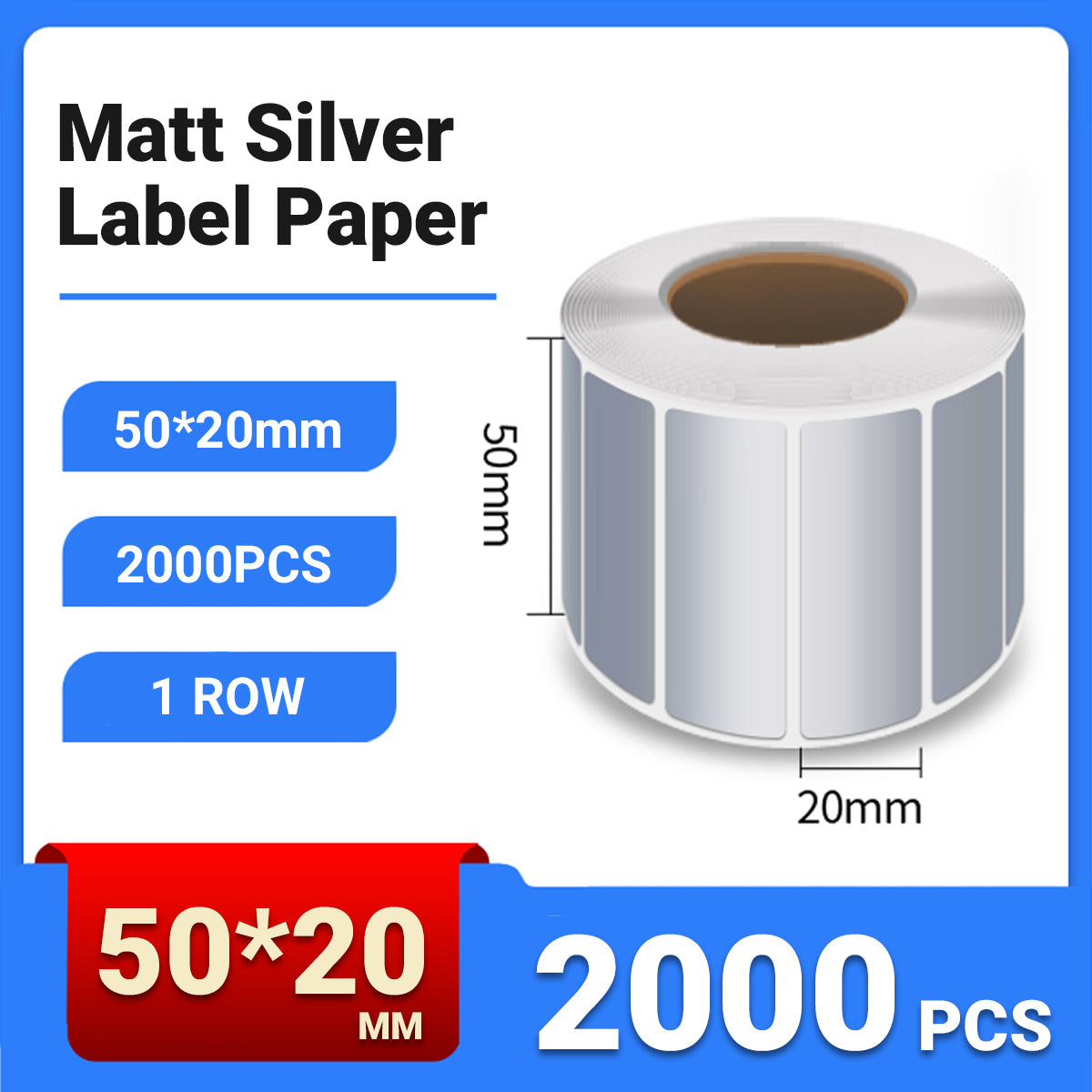 Silver PET Sticker Labels Waterproof Self Adhesive Thermal