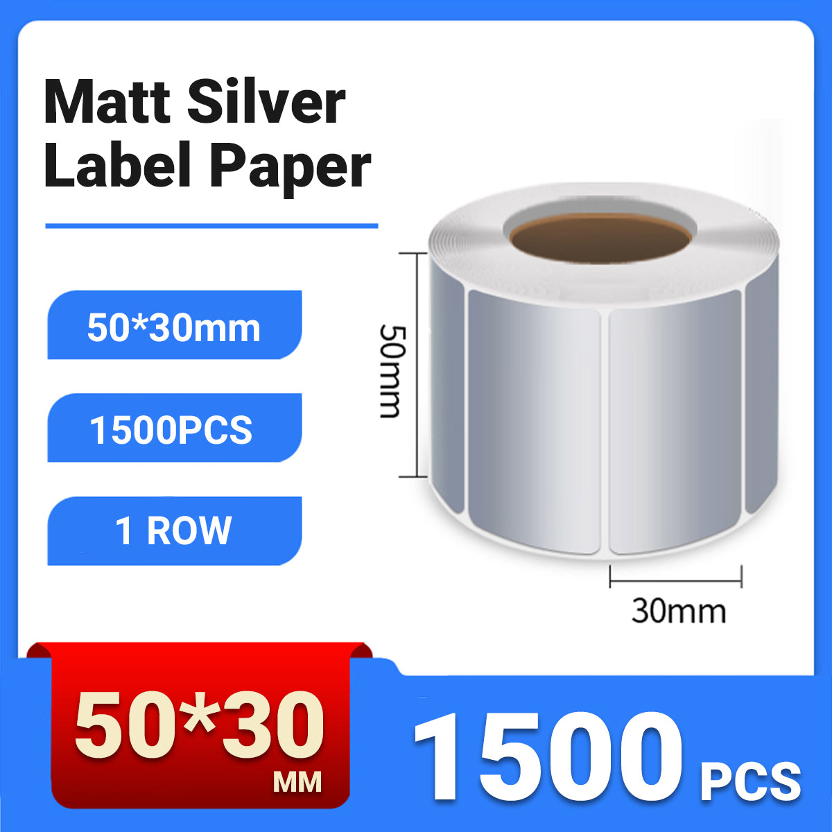 Silver PET Sticker Labels Waterproof Self Adhesive Thermal