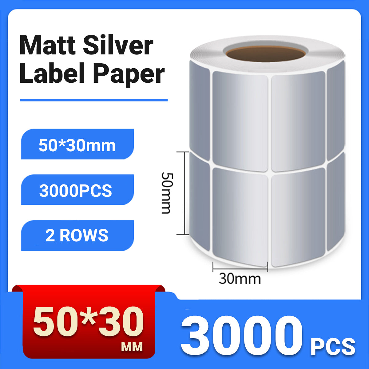 Silver PET Sticker Labels Waterproof Self Adhesive Thermal