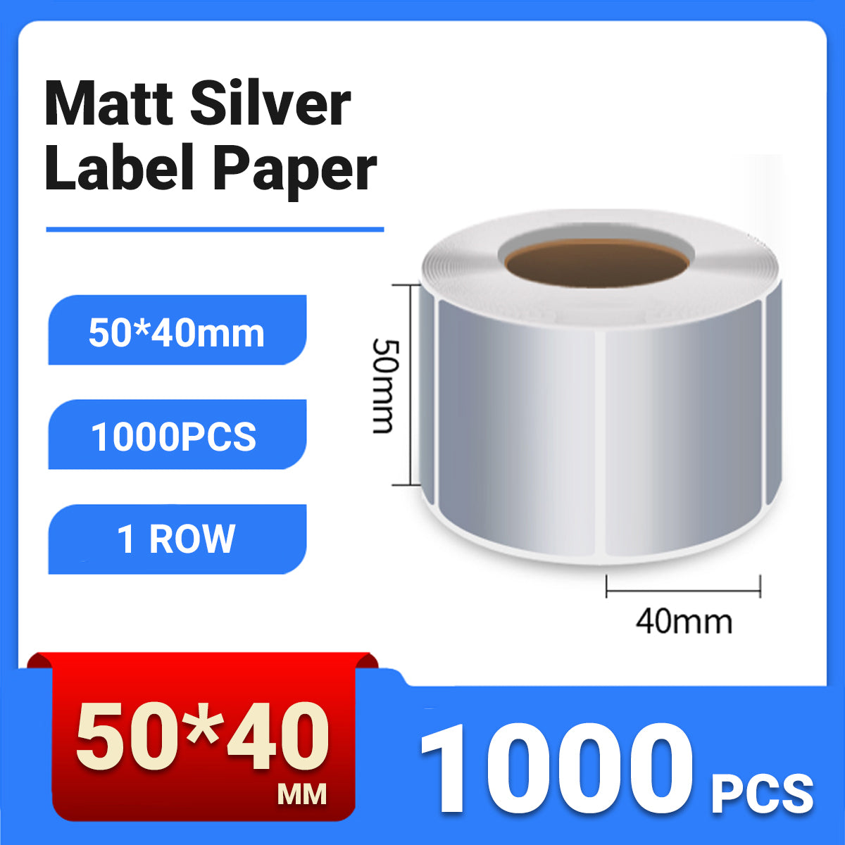 Silver PET Sticker Labels Waterproof Self Adhesive Thermal