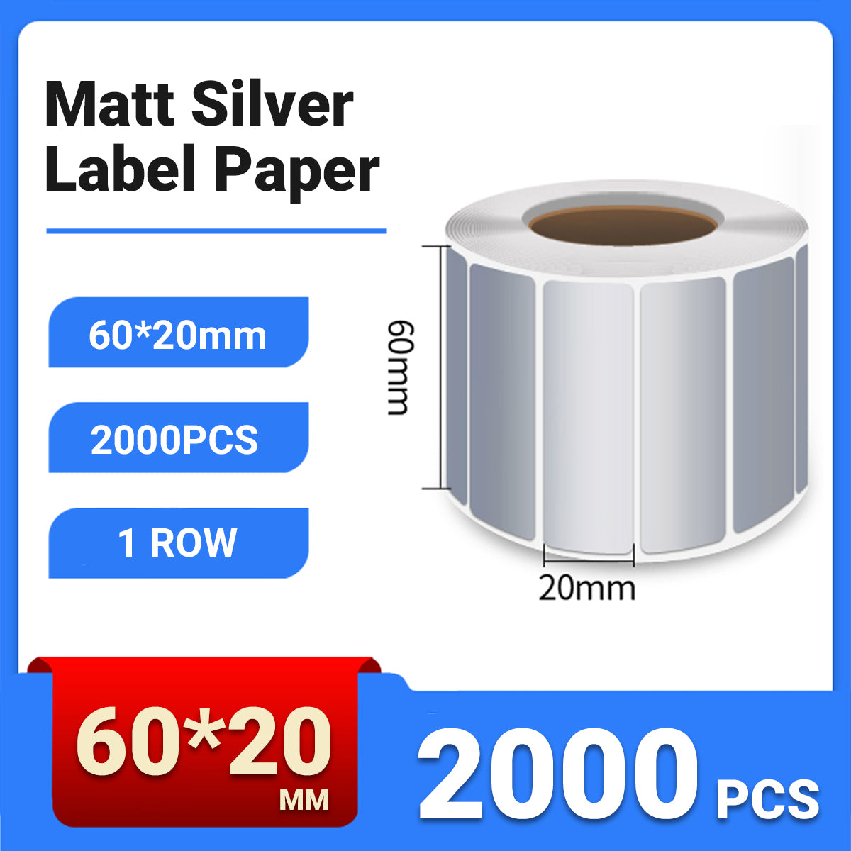Silver PET Sticker Labels Waterproof Self Adhesive Thermal