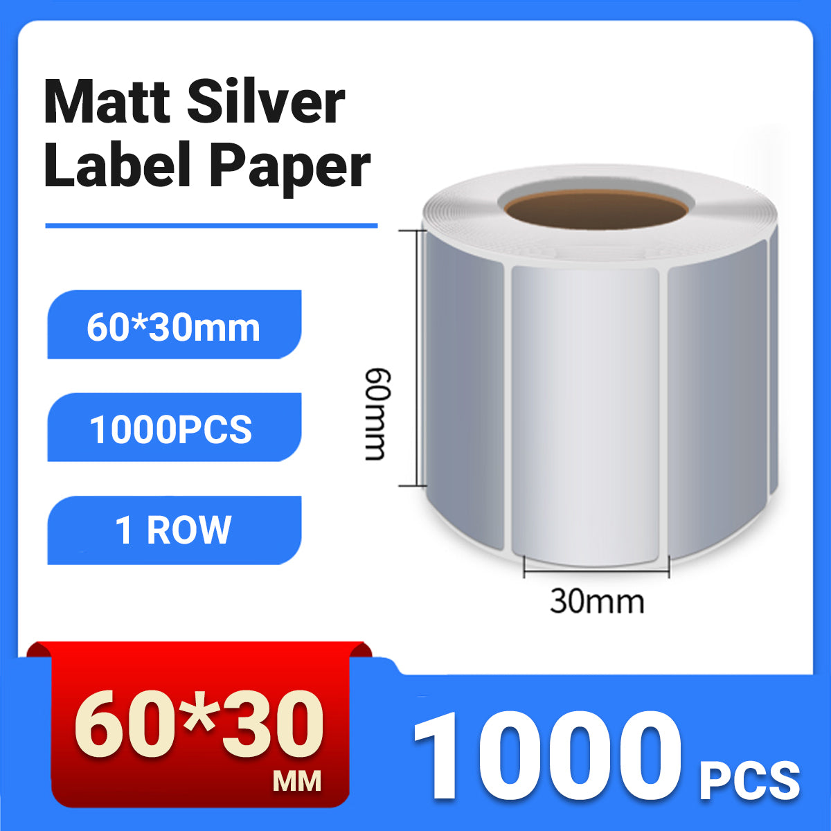 Silver PET Sticker Labels Waterproof Self Adhesive Thermal