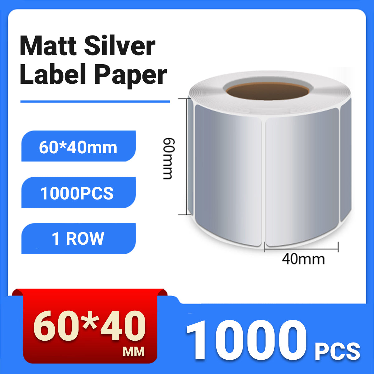 Silver PET Sticker Labels Waterproof Self Adhesive Thermal