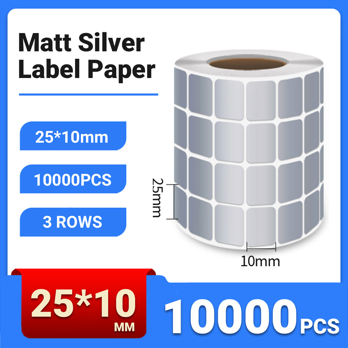 Silver PET Sticker Labels Waterproof Self Adhesive Thermal