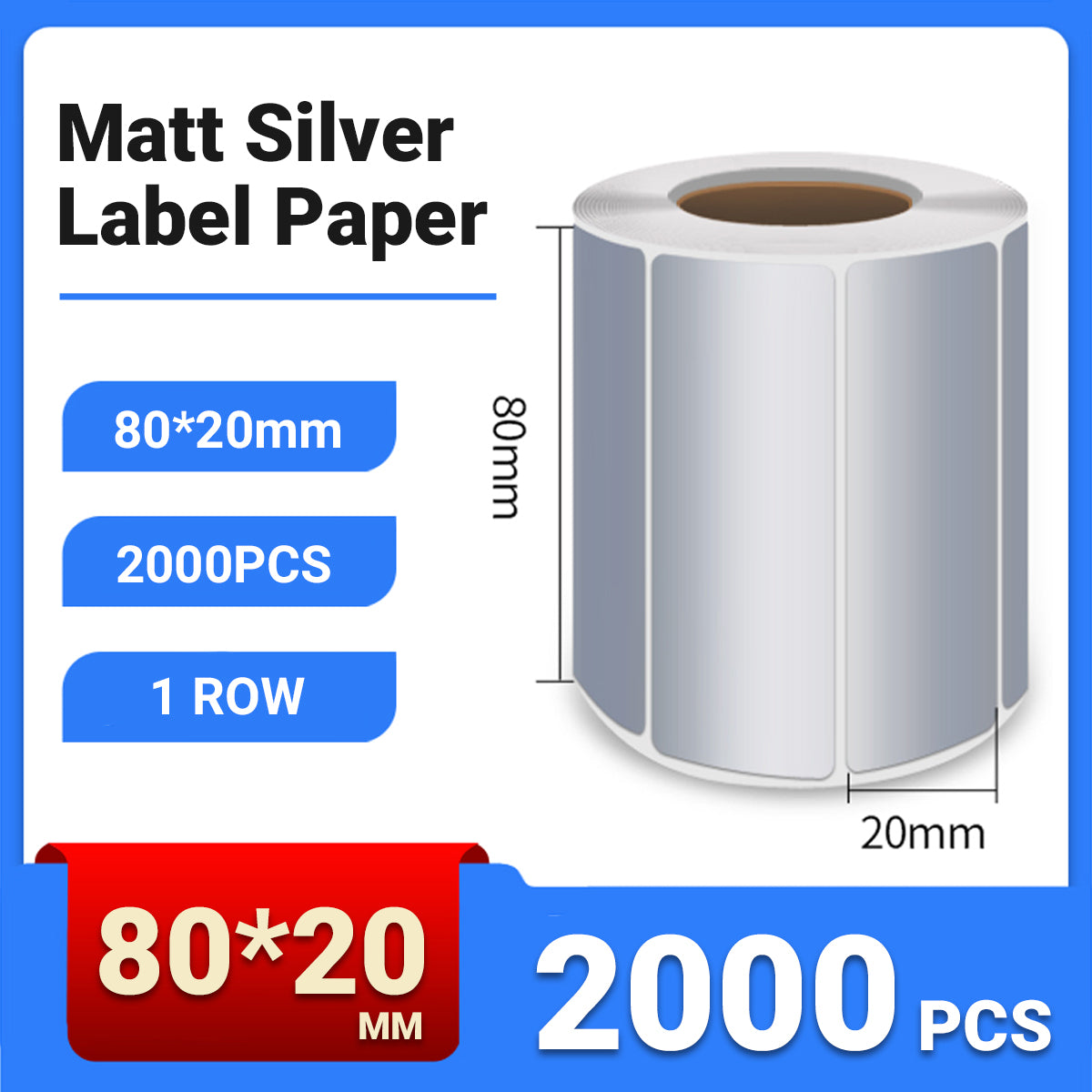 Silver PET Sticker Labels Waterproof Self Adhesive Thermal