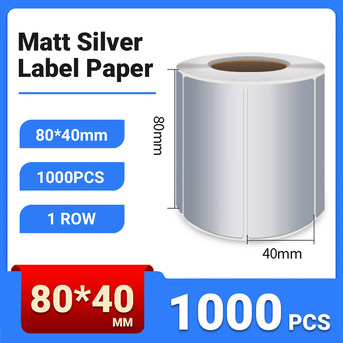 Silver PET Sticker Labels Waterproof Self Adhesive Thermal