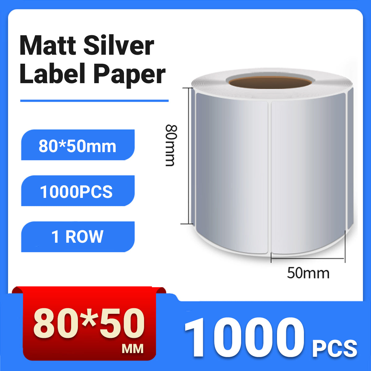 Silver PET Sticker Labels Waterproof Self Adhesive Thermal