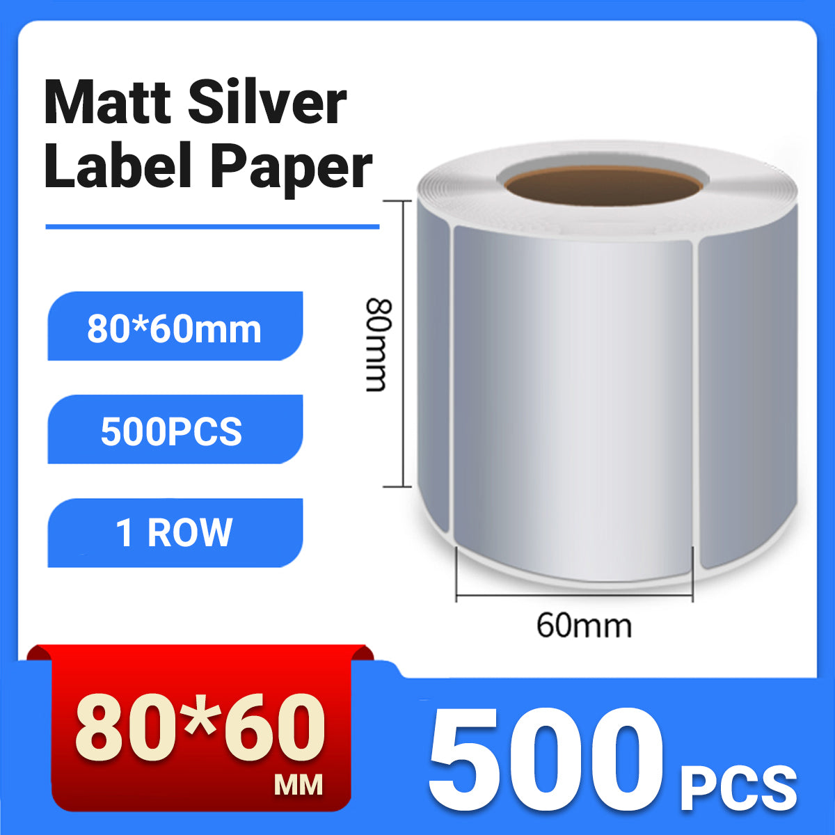 Silver PET Sticker Labels Waterproof Self Adhesive Thermal