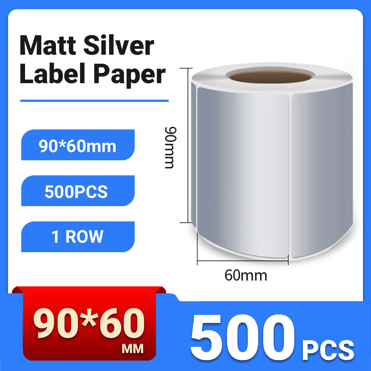 Silver PET Sticker Labels Waterproof Self Adhesive Thermal