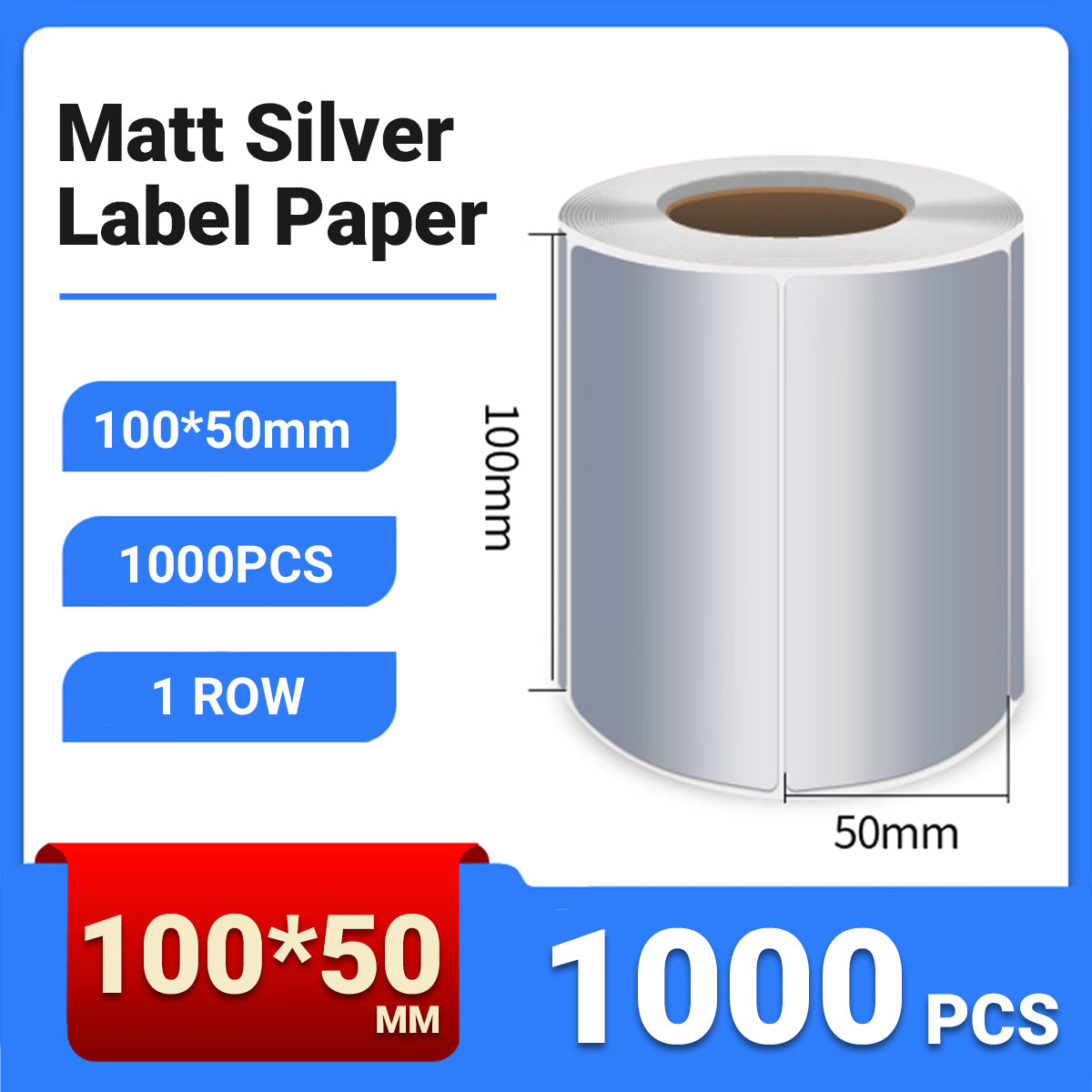 Silver PET Sticker Labels Waterproof Self Adhesive Thermal