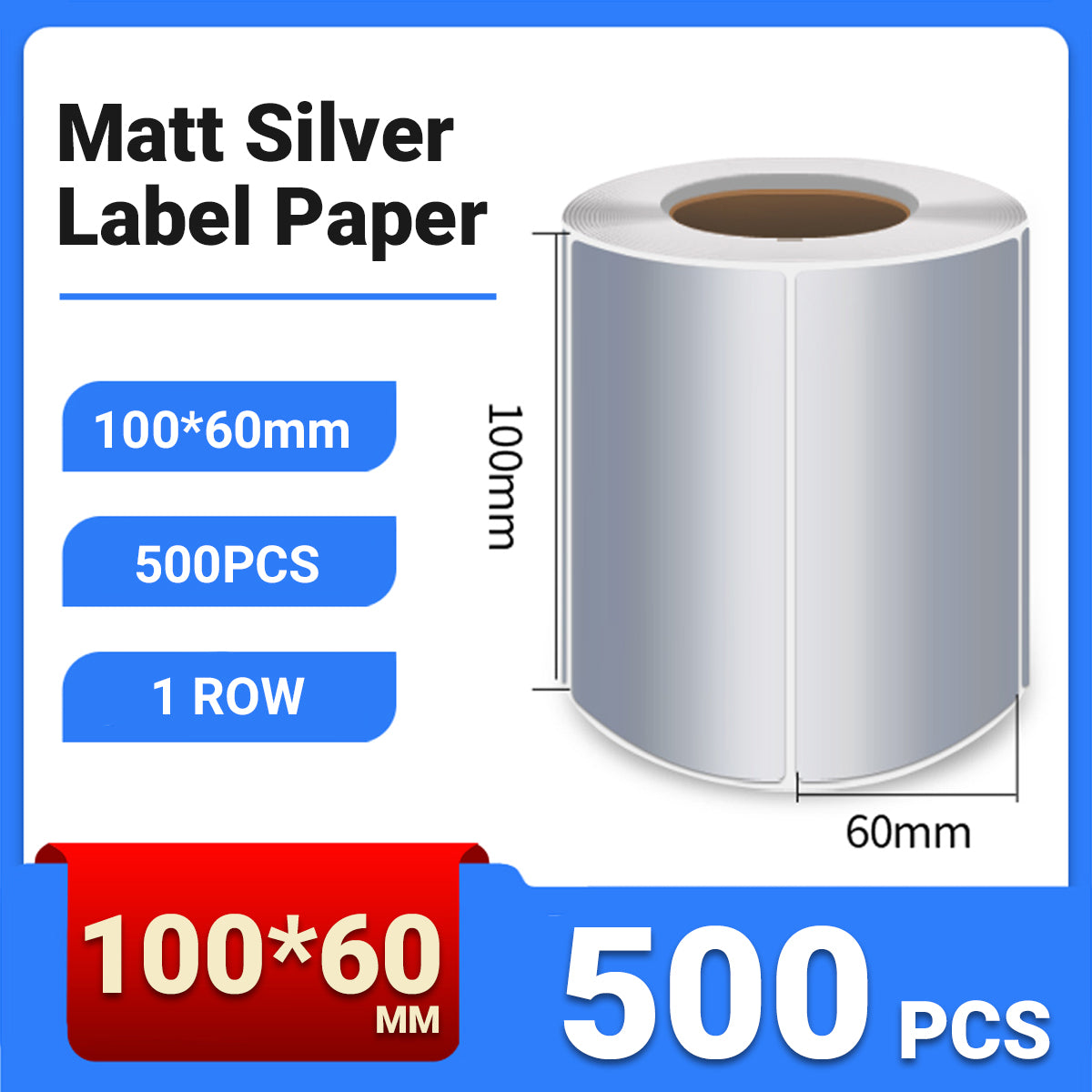 Silver PET Sticker Labels Waterproof Self Adhesive Thermal