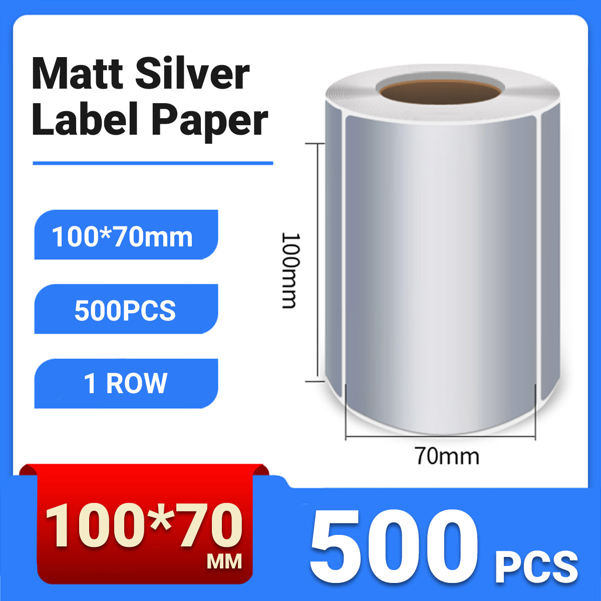 Silver PET Sticker Labels Waterproof Self Adhesive Thermal